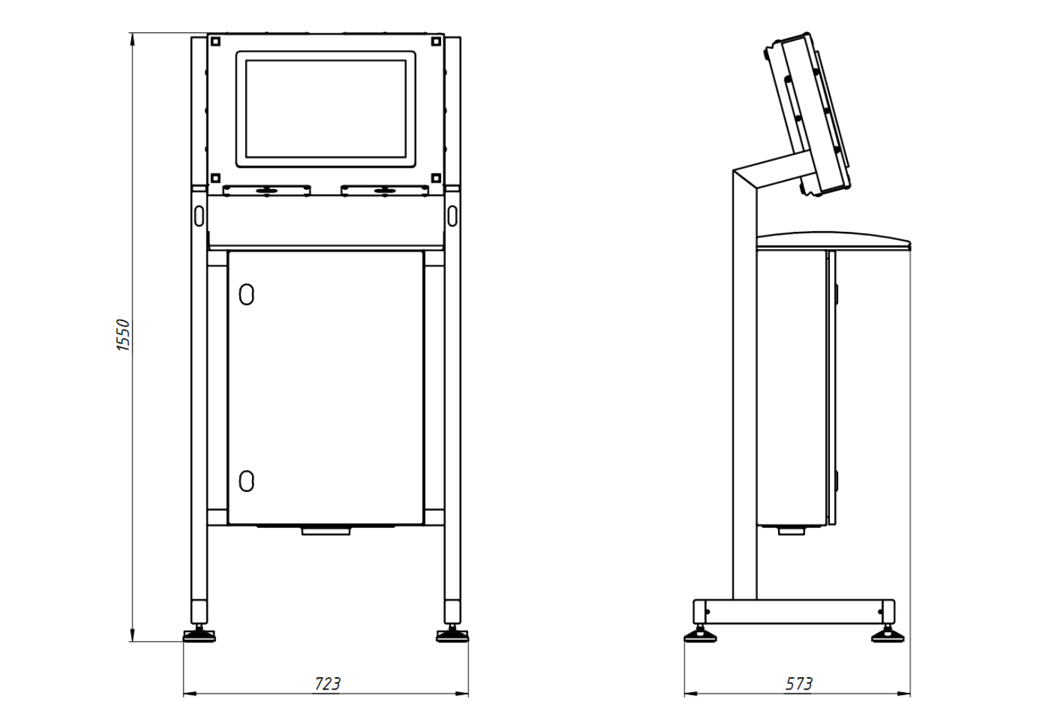 Figure 2. Overall and mounting dimensions of the AWS.